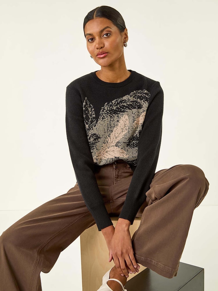 Roman Black Jacquard Hotfix Knit Jumper - Image 1 of 5