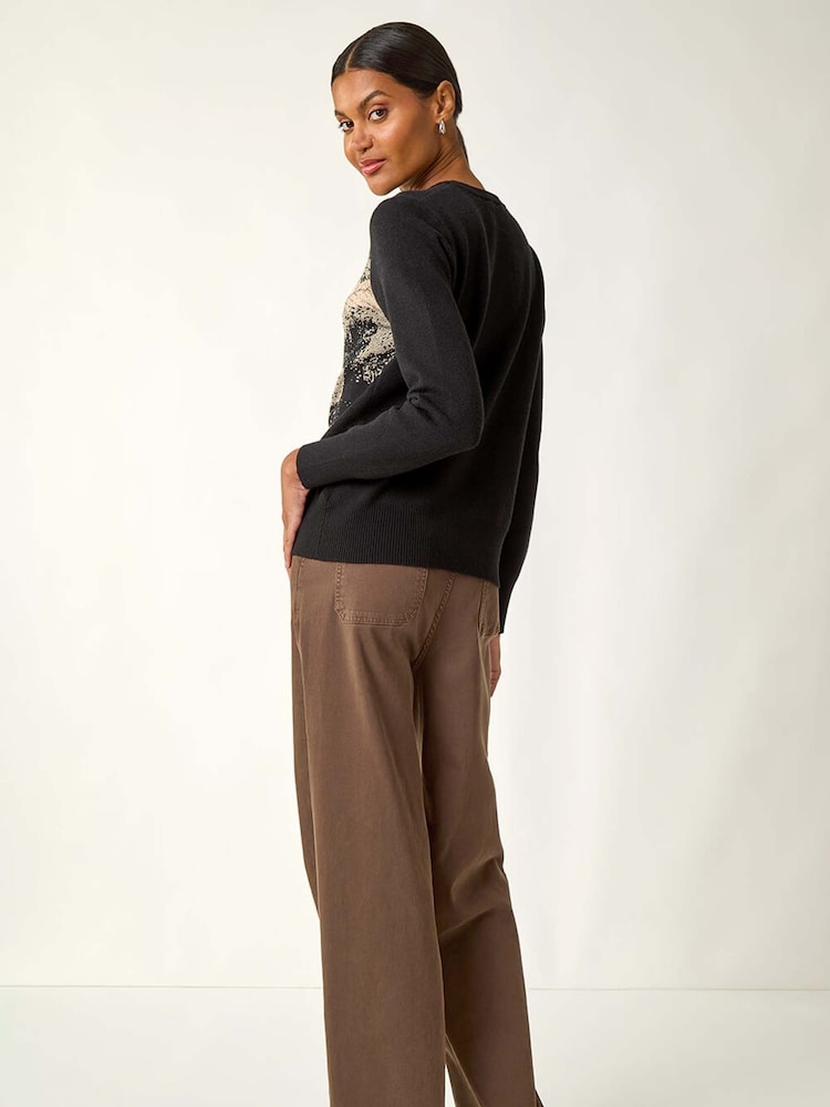 Roman Black Jacquard Hotfix Knit Jumper - Image 2 of 5