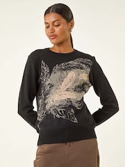 Roman Black Jacquard Hotfix Knit Jumper - Image 3 of 5