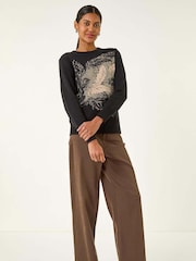 Roman Black Jacquard Hotfix Knit Jumper - Image 4 of 5