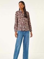 Roman Natural Abstract Spot Print Shirt - Image 1 of 5