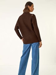Roman Brown Side Buttoned Knit Jumper - Image 3 of 5