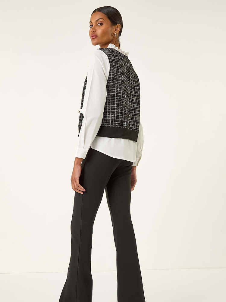Roman Black Boucle Top & Shirt - Image 2 of 5