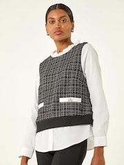 Roman Black Boucle Top & Shirt - Image 4 of 5