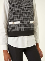 Roman Black Boucle Top & Shirt - Image 5 of 5