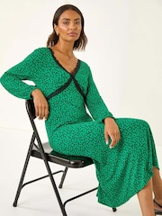Roman Green Lace Front Midi Dress - Image 1 of 5