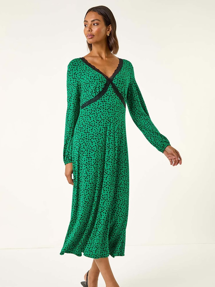 Roman Green Lace Front Midi Dress - Image 2 of 5