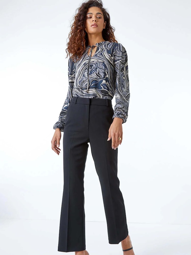 Roman Black Short Bootcut Stretch Trousers - Image 1 of 5
