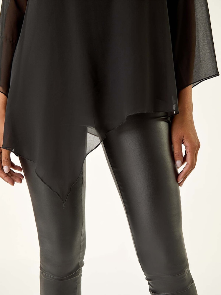 Roman Black Diamante Asymmetric Chiffon Tunic Top - Image 5 of 5 Roman Black Diamante Asymmetric Chiffon Tunic Top - Image 5 of 5