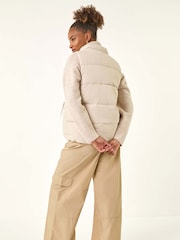 Roman White Diamond Padded Button Jacket - Image 3 of 5