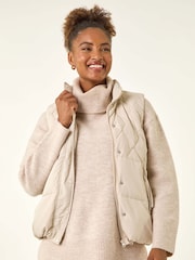Roman White Diamond Padded Button Jacket - Image 4 of 5
