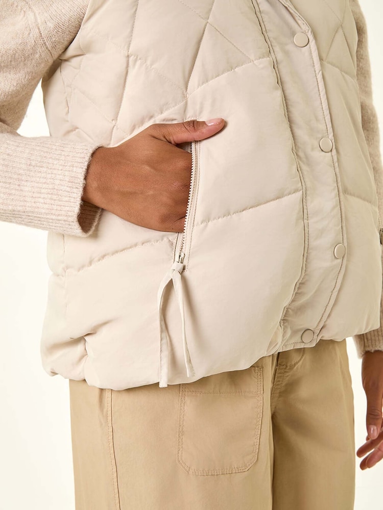 Roman White Diamond Padded Button Jacket - Image 5 of 5