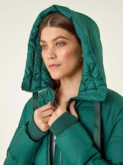 Roman Green Longline Padded Hooded Coat - Image 1 of 5