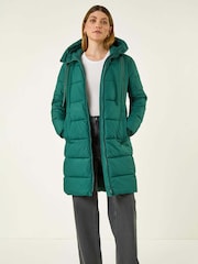 Roman Green Longline Padded Hooded Coat - Image 2 of 5