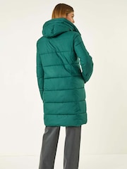 Roman Green Longline Padded Hooded Coat - Image 3 of 5