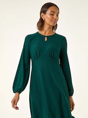 Roman Green Textured Spot Keyhole Dress - Image 1 of 5