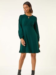 Roman Green Textured Spot Keyhole Dress - Image 2 of 5