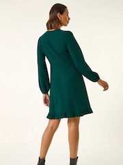 Roman Green Textured Spot Keyhole Dress - Image 3 of 5