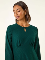 Roman Green Textured Spot Keyhole Dress - Image 4 of 5