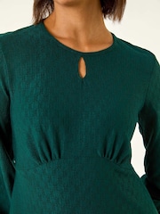 Roman Green Textured Spot Keyhole Dress - Image 5 of 5