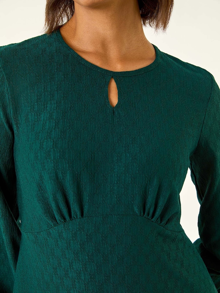 Roman Green Textured Spot Keyhole Dress - Image 5 of 5