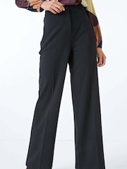 Roman Black Long Wide Leg Stretch Trousers - Image 3 of 5