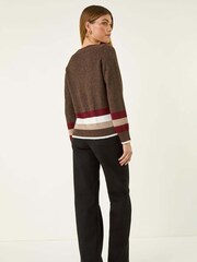 Roman Brown Striped Heart Knit Cardigan - Image 3 of 5