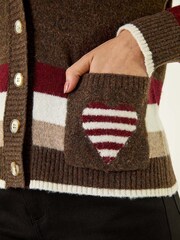 Roman Brown Striped Heart Knit Cardigan - Image 5 of 5