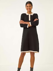 Roman Black Button Detail Knitted Dress - Image 2 of 5
