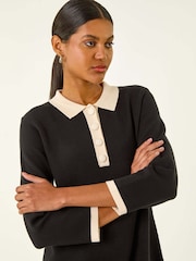 Roman Black Button Detail Knitted Dress - Image 4 of 5