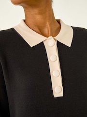 Roman Black Button Detail Knitted Dress - Image 5 of 5