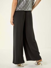 Roman Black Pleated Wide Leg Trousers - Image 3 of 5