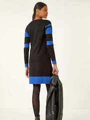 Roman Blue Colour Block Knitted Dress - Image 2 of 5