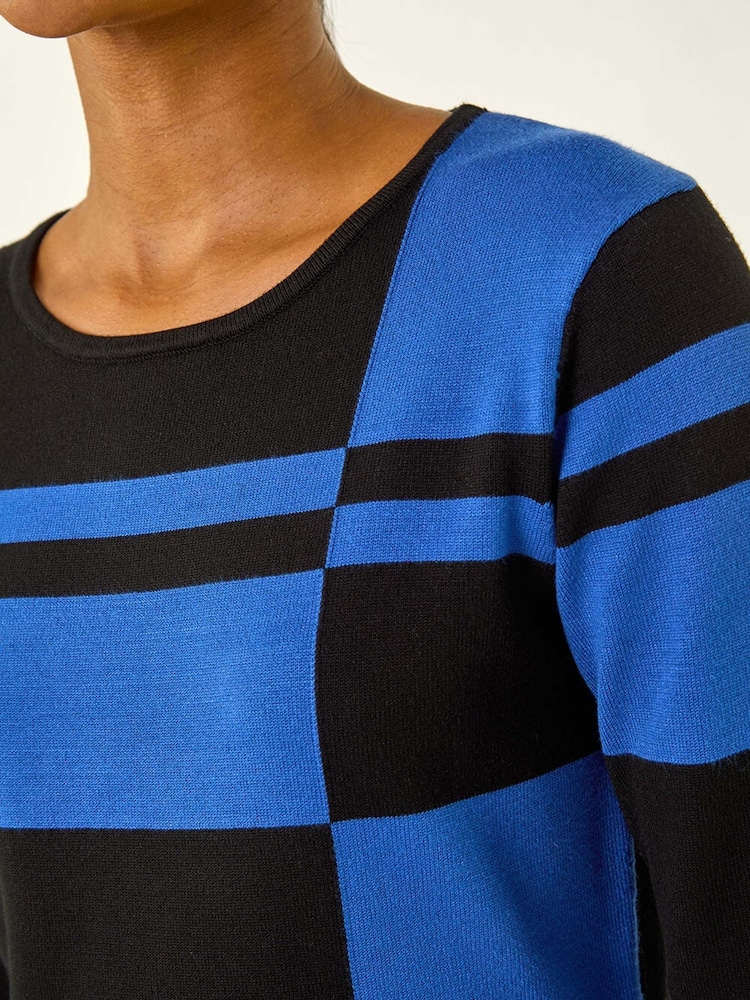 Roman Blue Colour Block Knitted Dress - Image 5 of 5 Roman Blue Colour Block Knitted Dress - Image 5 of 5