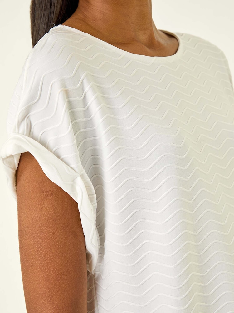 Roman White Textured Short Sleeve Stretch T-Shirt - Image 5 of 5 Roman White Textured Short Sleeve Stretch T-Shirt - Image 5 of 5