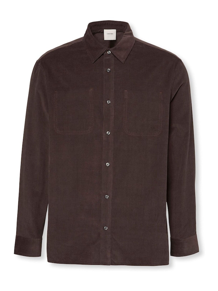 Calvin Klein Brown Corduroy Relaxed Button-Down Shirt - Image 6 of 6 Calvin Klein Brown Corduroy Relaxed Button-Down Shirt - Image 6 of 6