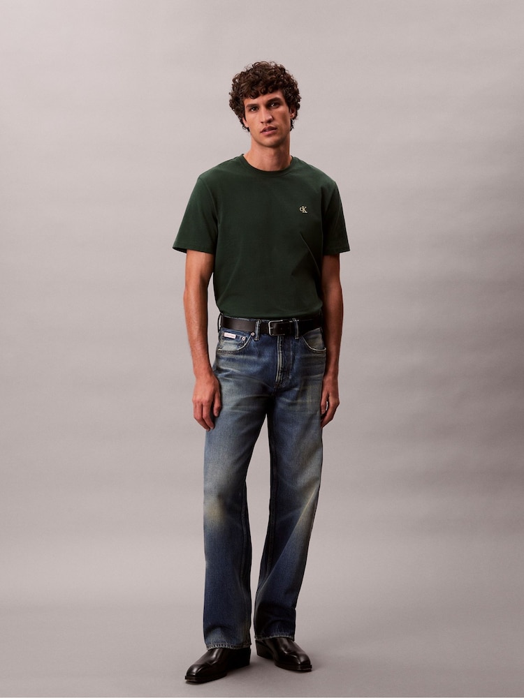 Calvin Klein Green Embroidered Monogram Logo Relaxed T-Shirt - Image 1 of 6