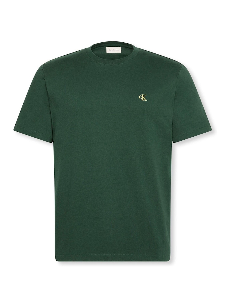 Calvin Klein Green Embroidered Monogram Logo Relaxed T-Shirt - Image 6 of 6