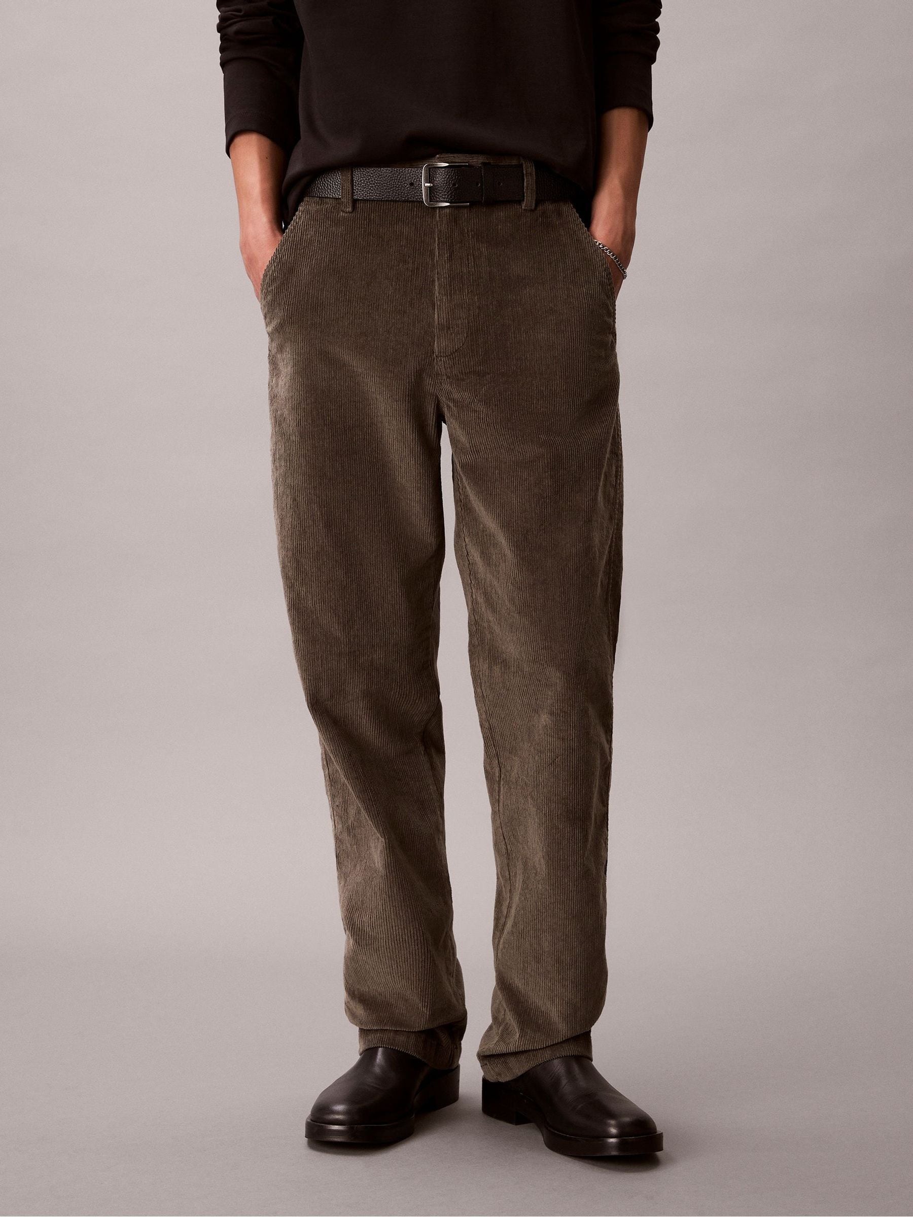 90s Nat Nast silk×cotton corduroy pants Buy Calvin Klein Brown 90's Straight Corduroy Chino Trousers from
