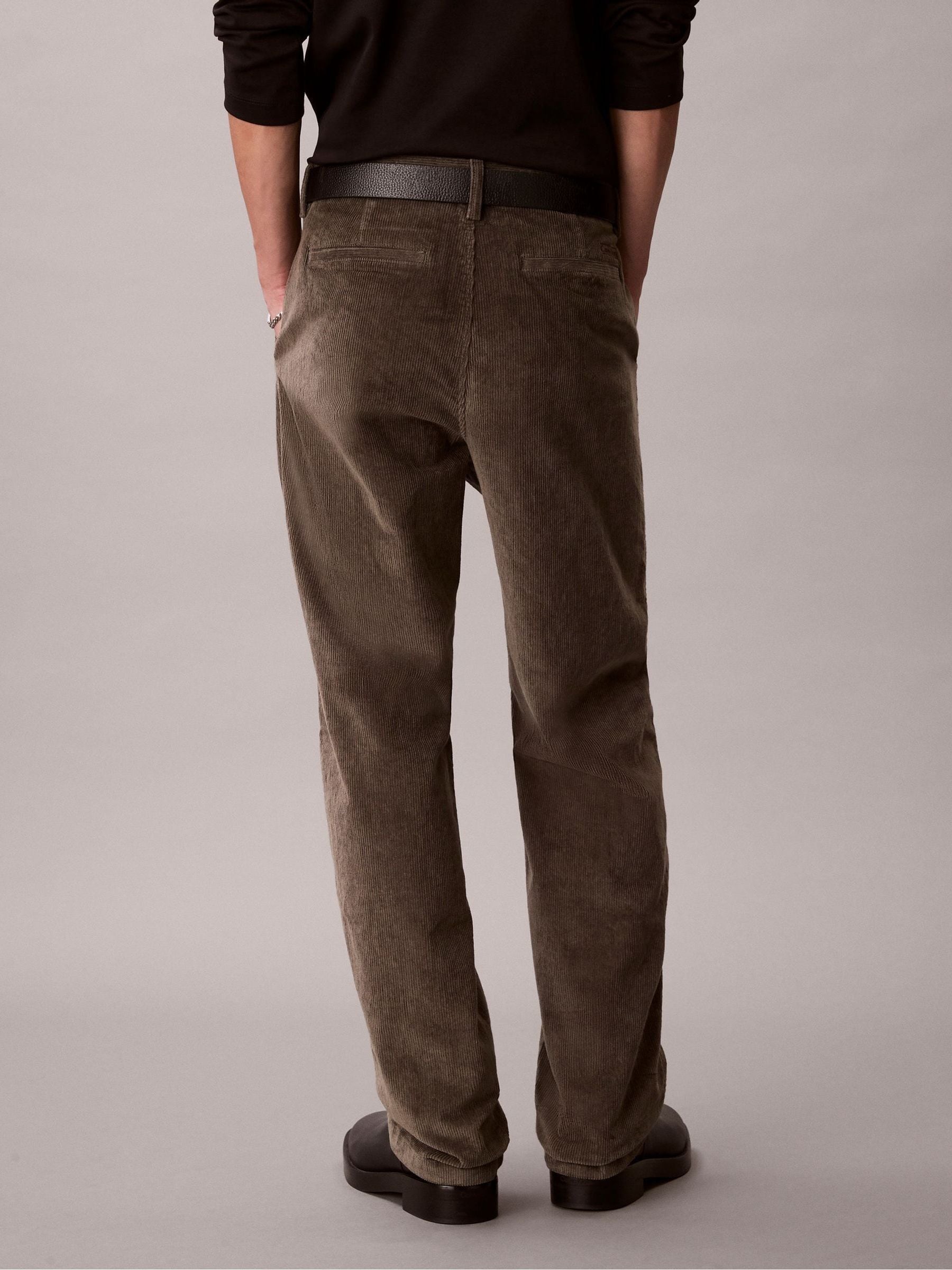 Buy Calvin Klein Brown 90's Straight Corduroy Chino Trousers from