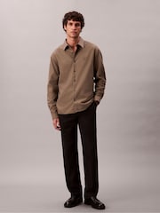 Calvin Klein Green Melange Flannel Relaxed Button-Down Shirt - Image 4 of 5