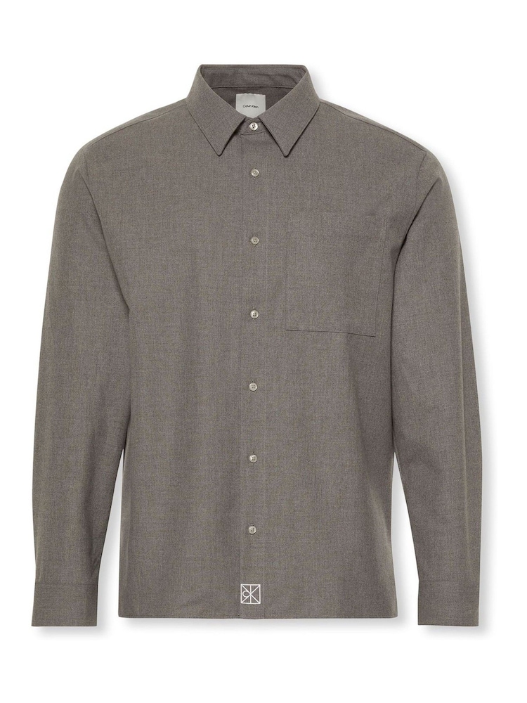 Calvin Klein Grey Long Sleeve Silk Wool Shirt - Image 7 of 7 Calvin Klein Grey Long Sleeve Silk Wool Shirt - Image 7 of 7