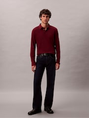 Calvin Klein Red Long Sleeve Polo Shirt - Image 3 of 6