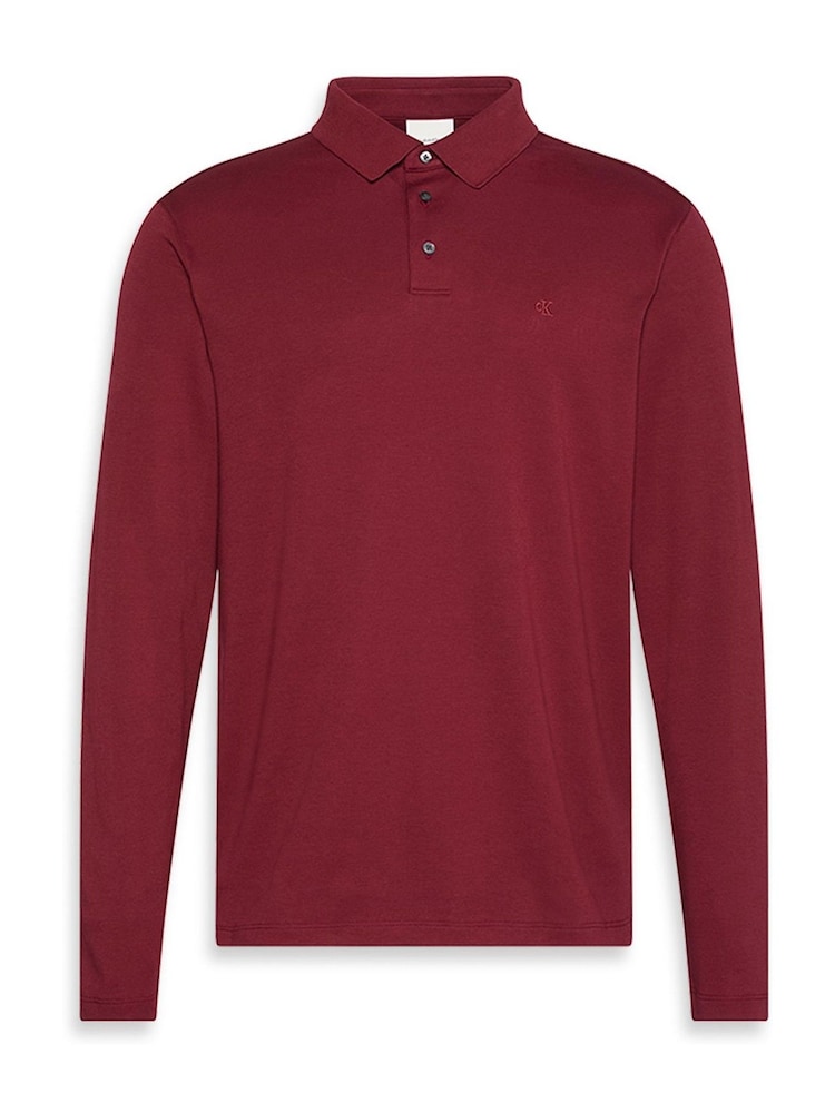 Calvin Klein Red Long Sleeve Polo Shirt - Image 6 of 6