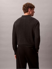 Calvin Klein Chocolate Brown Merino Polo Jumper - Image 2 of 4