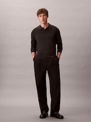 Calvin Klein Chocolate Brown Merino Polo Jumper - Image 3 of 4
