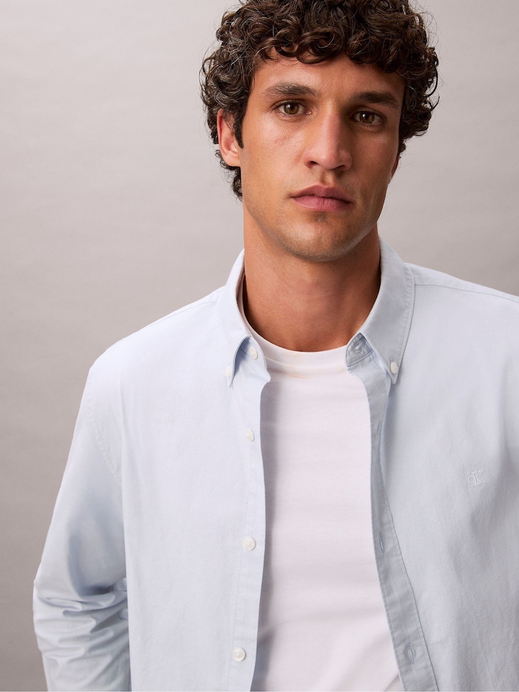 slim fit dress slacks Calvin Klein Men`s Lilac Slim Fit Non-Iron Herringbone Point Collar Dress  Shirt- main image 0