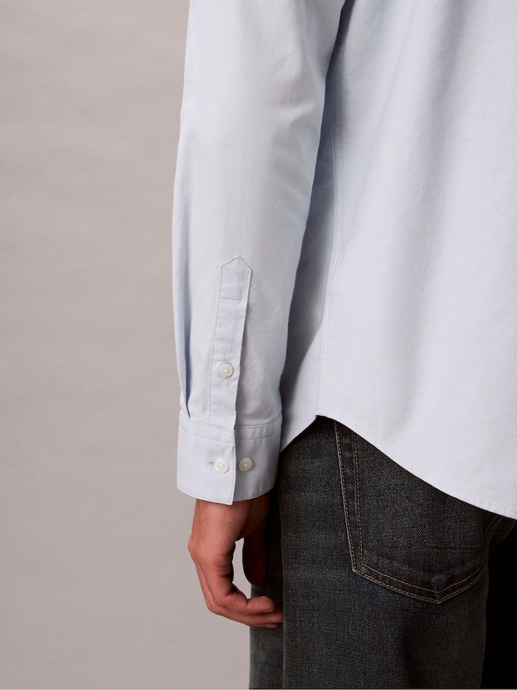 Calvin Klein Blue Solid Classic Oxford Button-Down Shirt - Image 5 of 5