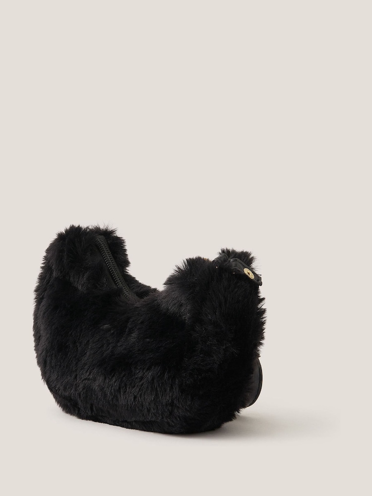 Monsoon Black Fluffy Cat Cross-Body Bag - Image 2 of 2