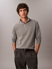 Calvin Klein Grey Quarter Zip Jumper - Image 1 of 6